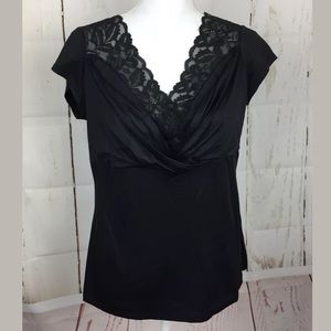 White House Black Market Blouse SZ L Ruffle A41